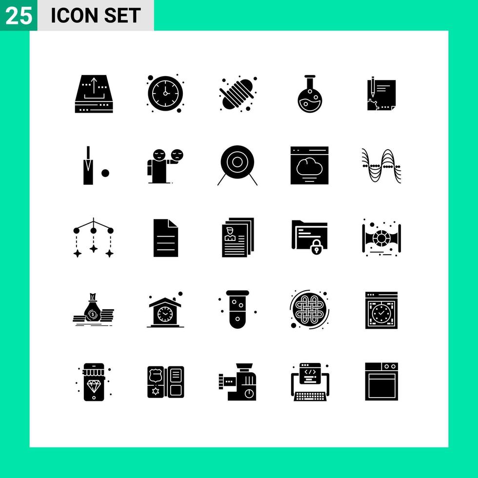 universeel icoon symbolen groep van 25 modern solide glyphs van het dossier contract camping laboratorium onderwijs bewerkbare vector ontwerp elementen