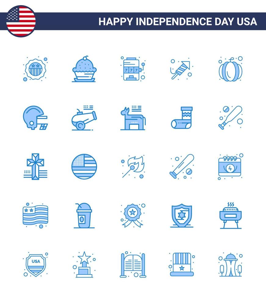 reeks van 25 vector blues Aan 4e juli Verenigde Staten van Amerika onafhankelijkheid dag zo net zo Amerikaans festival dankzegging religie spel bewerkbare Verenigde Staten van Amerika dag vector ontwerp elementen