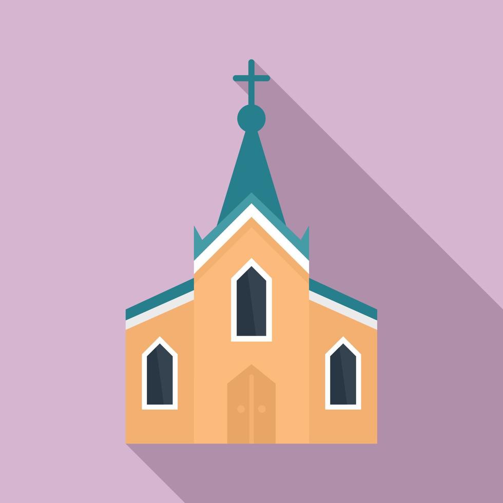 stad kerk icoon, vlak stijl vector