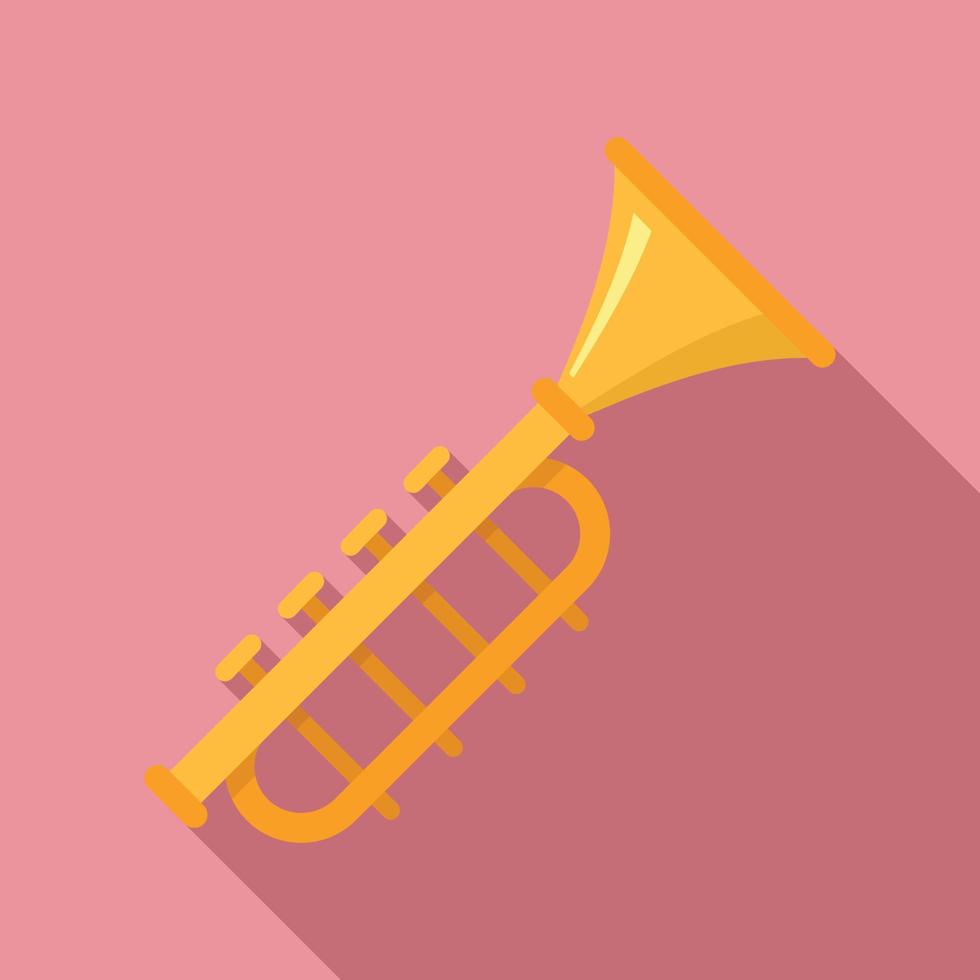 goud trompet icoon, vlak stijl vector