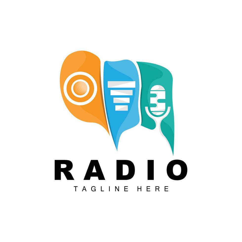 radio logo, podcast ontwerp, uitzending icoon Product merk vector