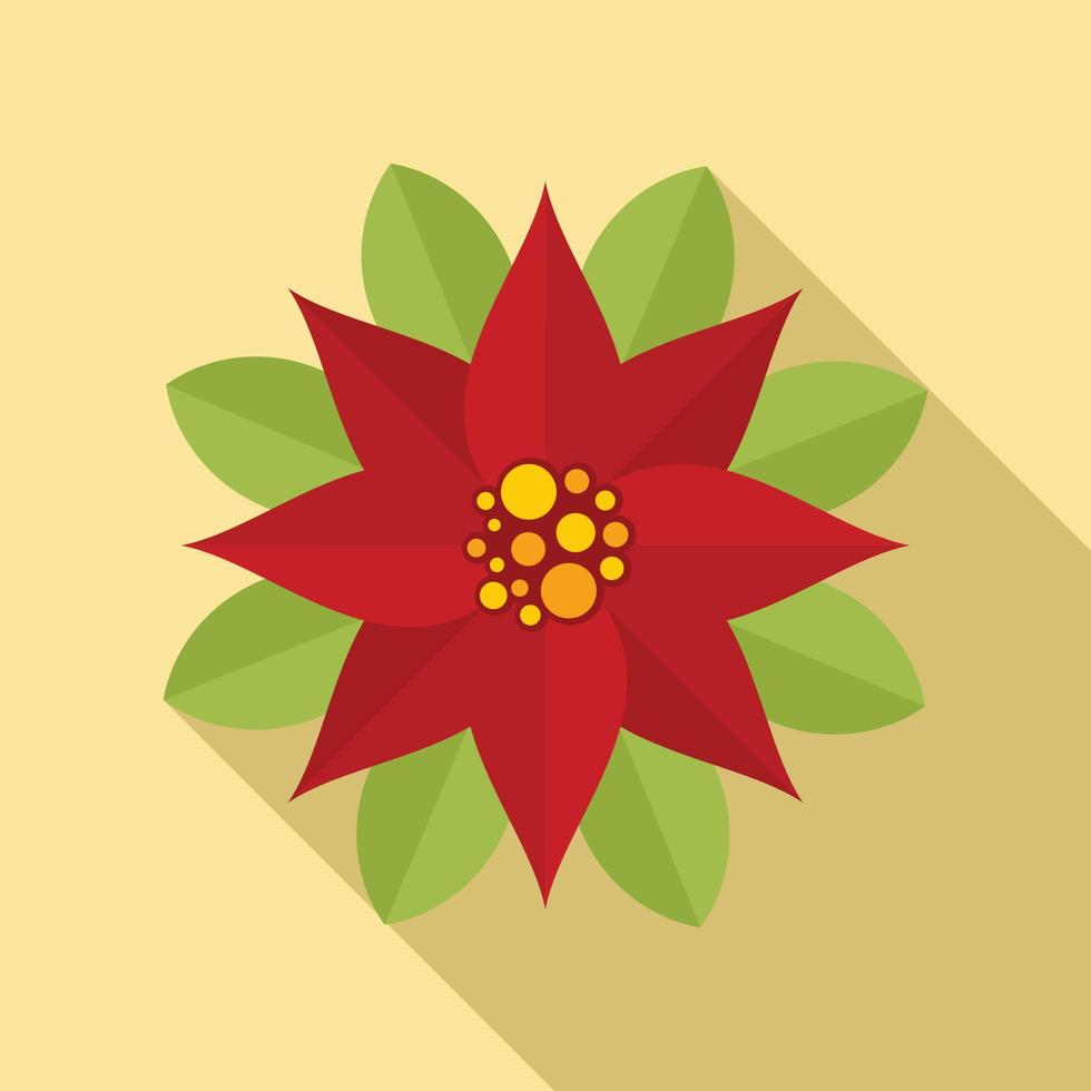 bloemen kerstster icoon, vlak stijl vector