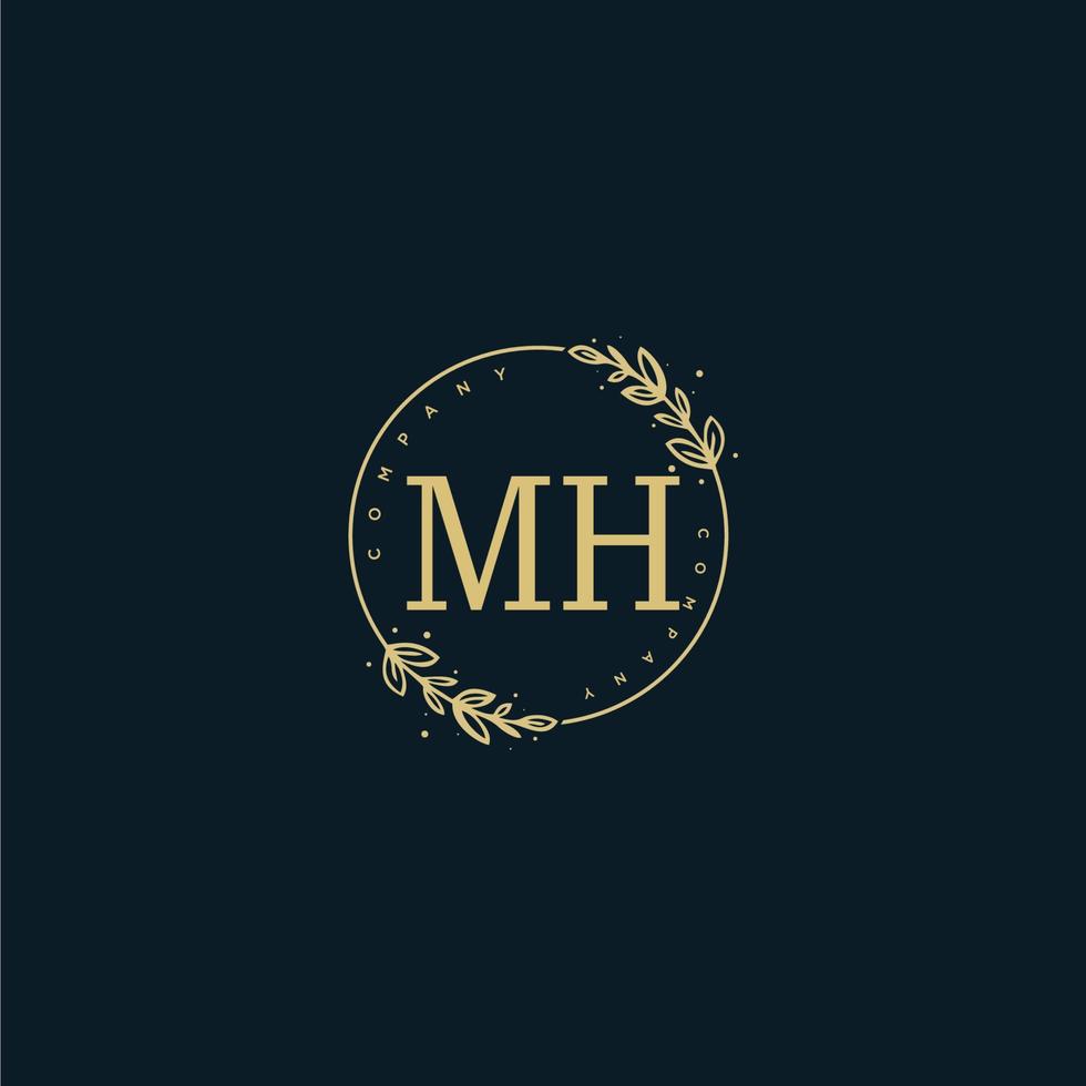 eerste mh schoonheid monogram en elegant logo ontwerp, handschrift logo van eerste handtekening, bruiloft, mode, bloemen en botanisch met creatief sjabloon. vector