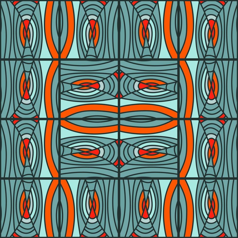 mozaïek- van lijnen naadloos patroon in makkie stijl. hand- getrokken abstract hout structuur wijnoogst ornament. vector