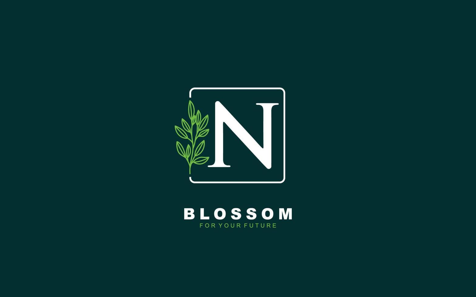 n logo bloemen vector voor identiteit bedrijf. eerste brief natuur sjabloon vector illustratie voor uw merk.