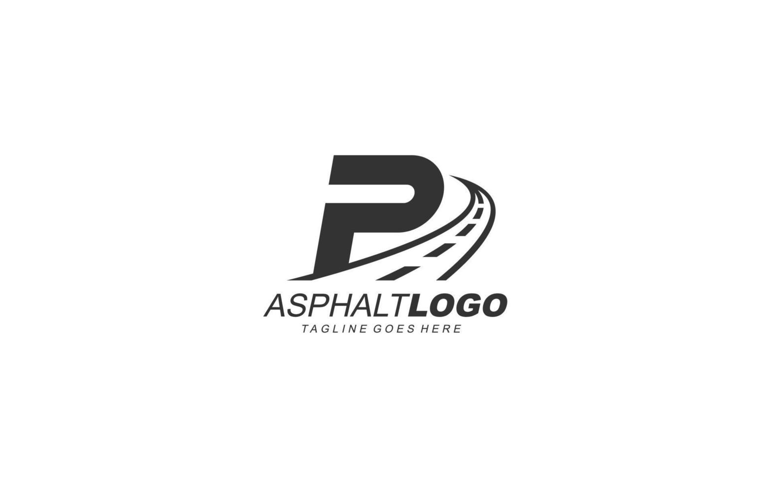 p logo asfalt voor identiteit. bouw sjabloon vector illustratie voor uw merk.