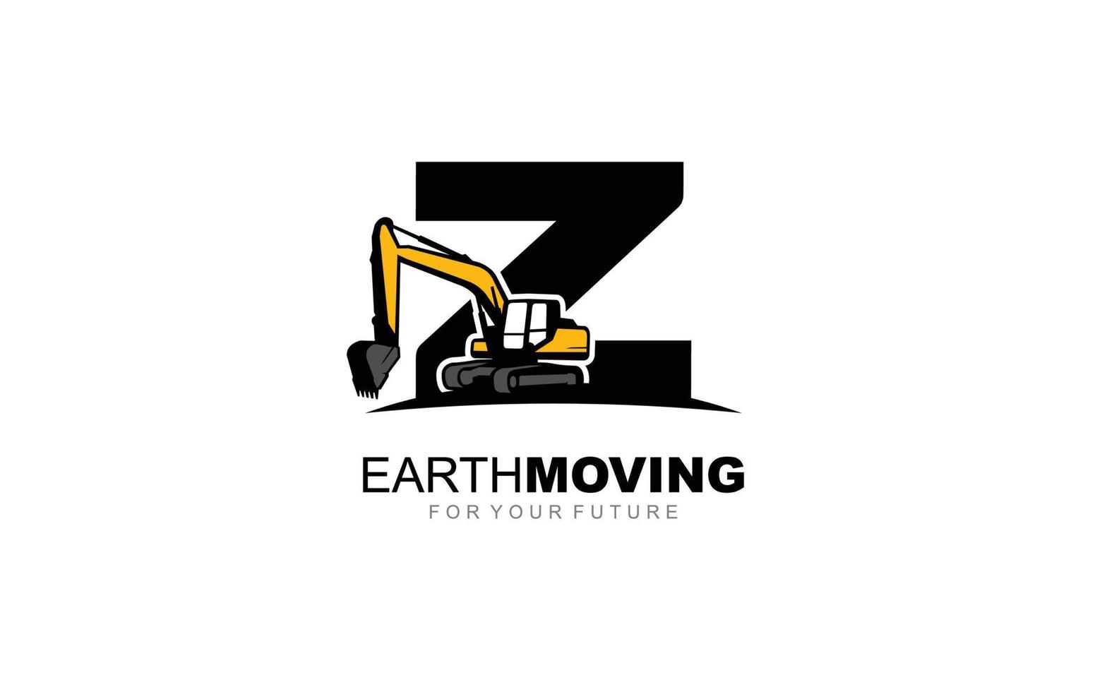 z logo graafmachine voor bouw bedrijf. zwaar uitrusting sjabloon vector illustratie voor uw merk.