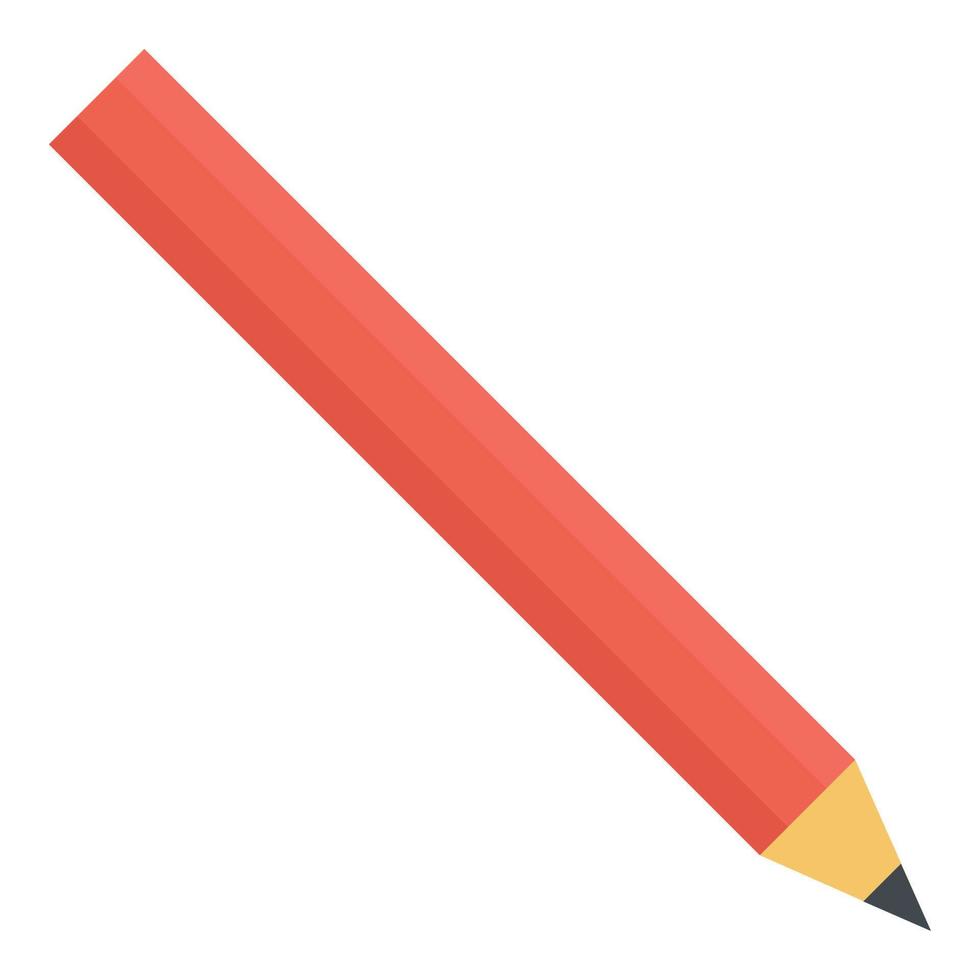 rood potlood icoon, vlak stijl vector