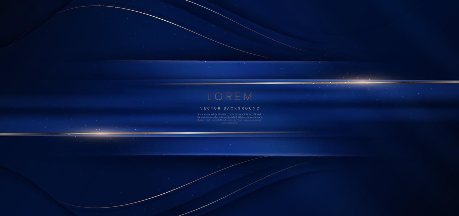 abstract elegant donker blauw achtergrond met gouden lijn en verlichting effect fonkeling. luxe sjabloon ontwerp. vector