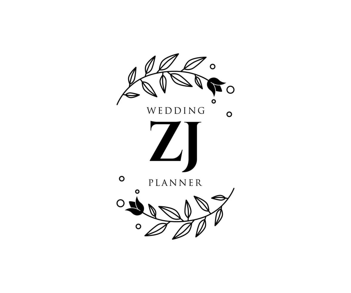 zj initialen brief bruiloft monogram logos verzameling, hand- getrokken modern minimalistisch en bloemen Sjablonen voor uitnodiging kaarten, opslaan de datum, elegant identiteit voor restaurant, boetiek, cafe in vector