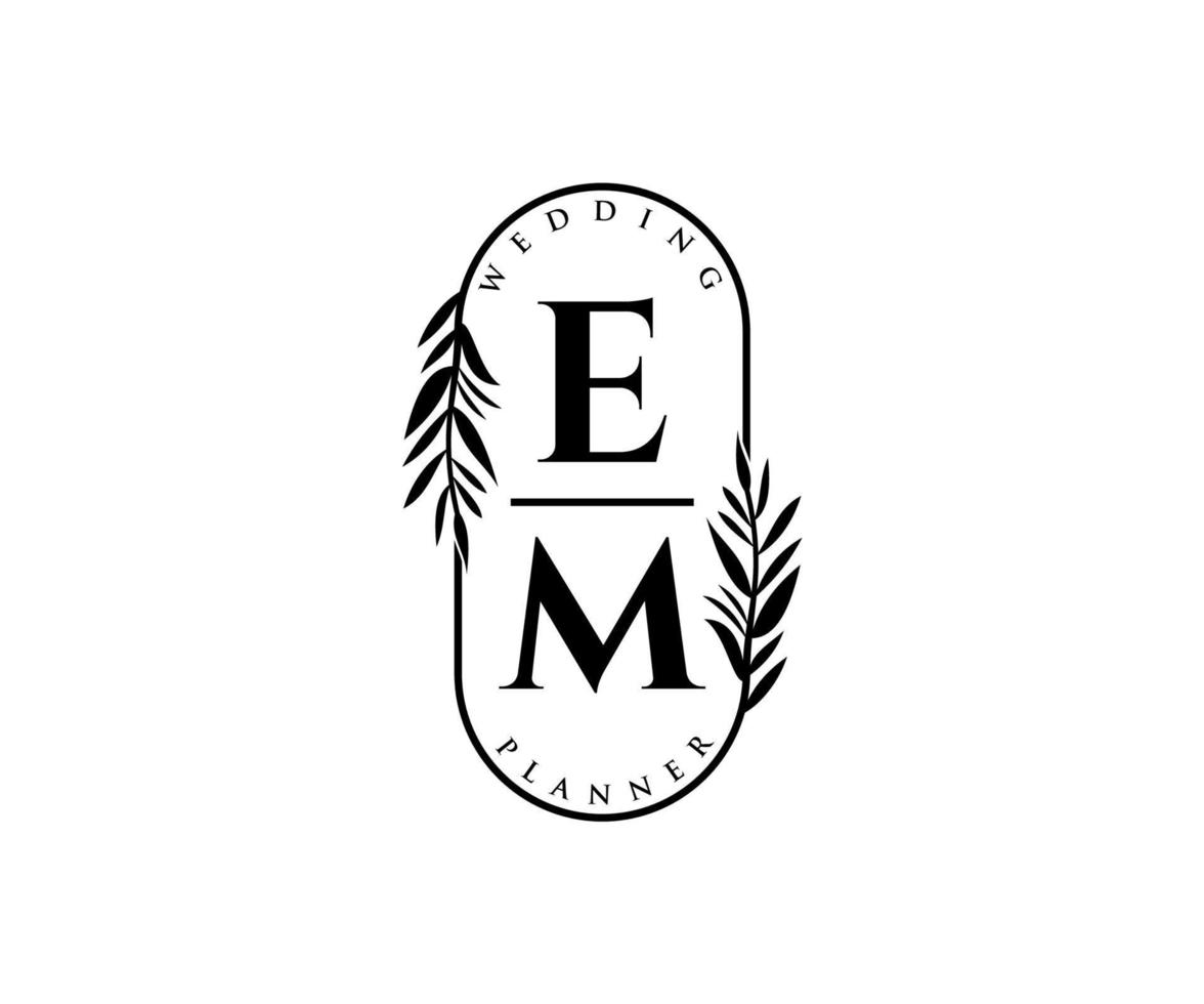 em initialen brief bruiloft monogram logos verzameling, hand- getrokken modern minimalistisch en bloemen Sjablonen voor uitnodiging kaarten, opslaan de datum, elegant identiteit voor restaurant, boetiek, cafe in vector