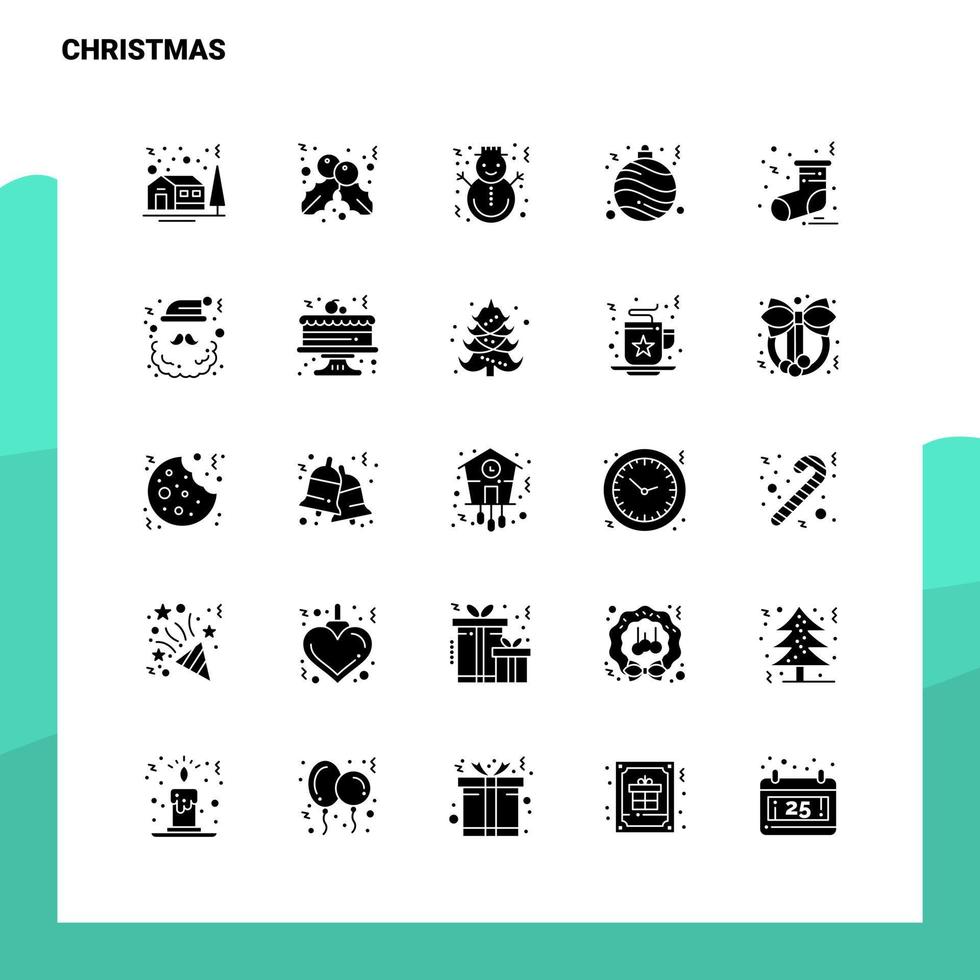 25 Kerstmis icoon reeks solide glyph icoon vector illustratie sjabloon voor web en mobiel ideeën voor bedrijf bedrijf
