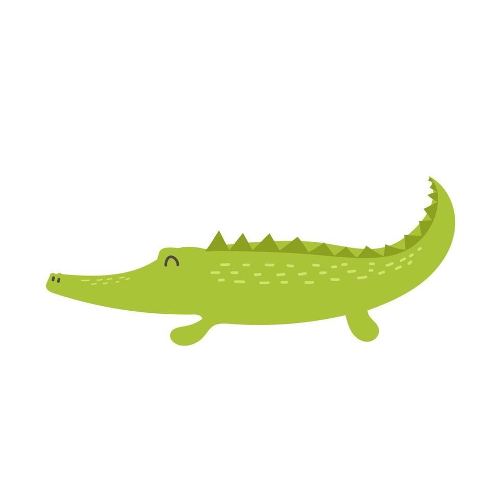 schattig krokodil afdrukken ontwerp - grappig hand- getrokken tekening, tekenfilm alligator. mooi zo voor poster. vector hand- getrokken illustratie.
