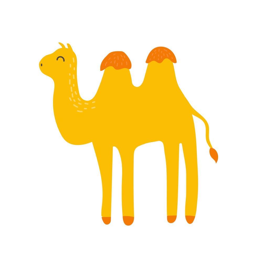 schattig weinig kameel geïsoleerd. tekenfilm dier karakter voor kinderen kaarten, baby douche, uitnodiging, poster decor. vector voorraad illustratie.