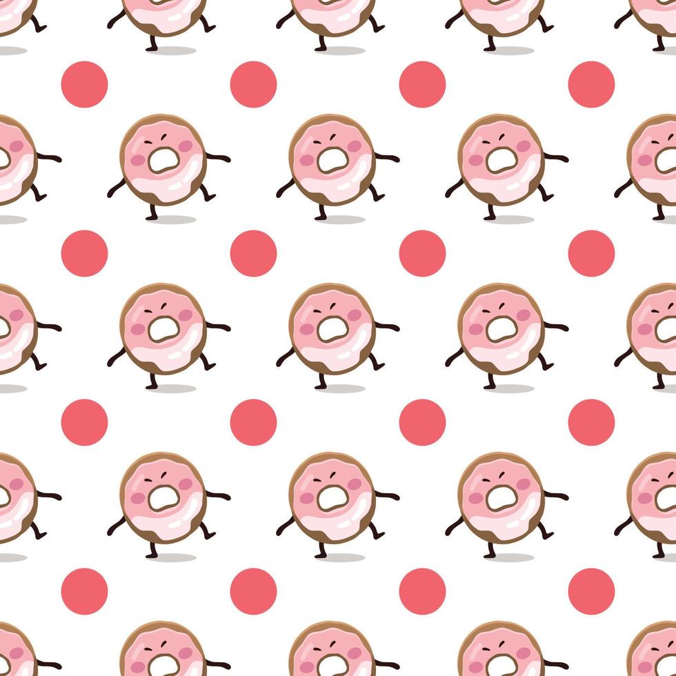 donut sumo worstelaar Japans naadloos patroon. roze donut structuur illustratie. snel voedsel illustratie in vlak stijl. grappig kinderen vlak digitaal textiel patroon van roze geglazuurd gelukkig donut. vector