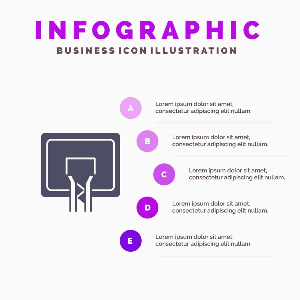 bord mand basketbal bord solide icoon infographics 5 stappen presentatie achtergrond vector