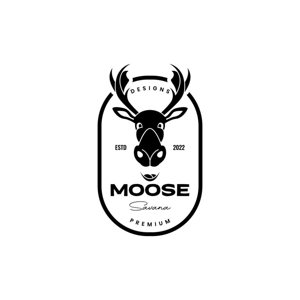 hoofd dier eland insigne wijnoogst logo ontwerp vector