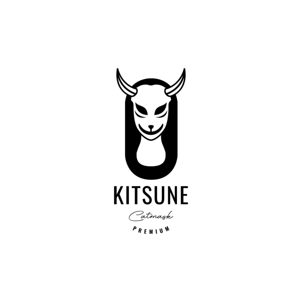 vrouw schoonheid met masker kitsune cultuur logo ontwerp vector