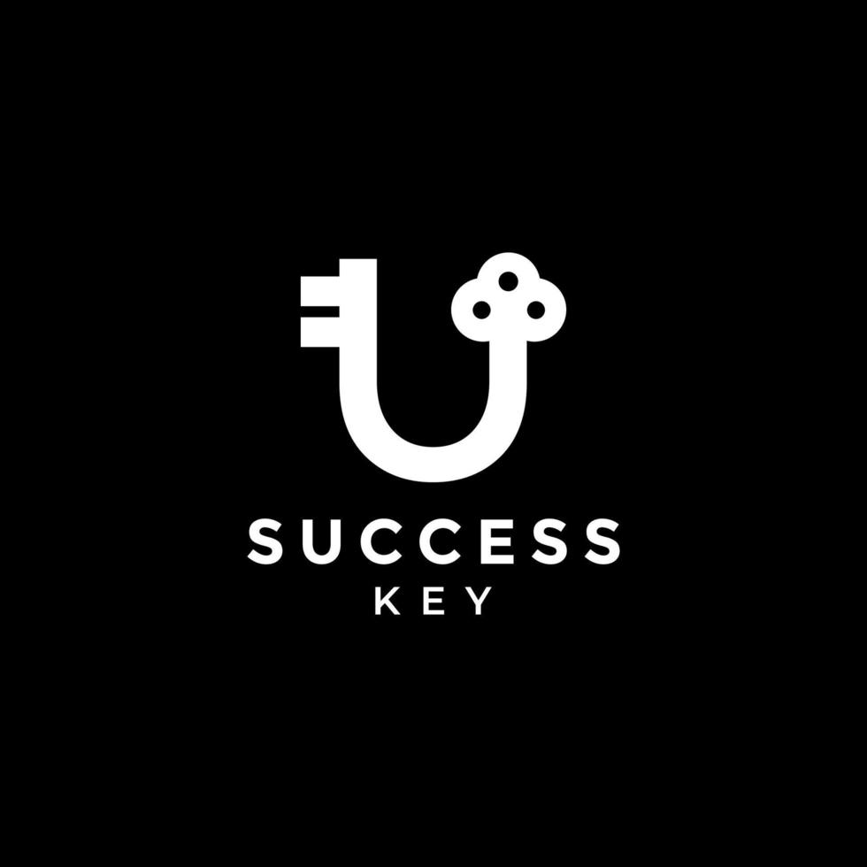 brief u succes sleutel hangslot logo ontwerp vector