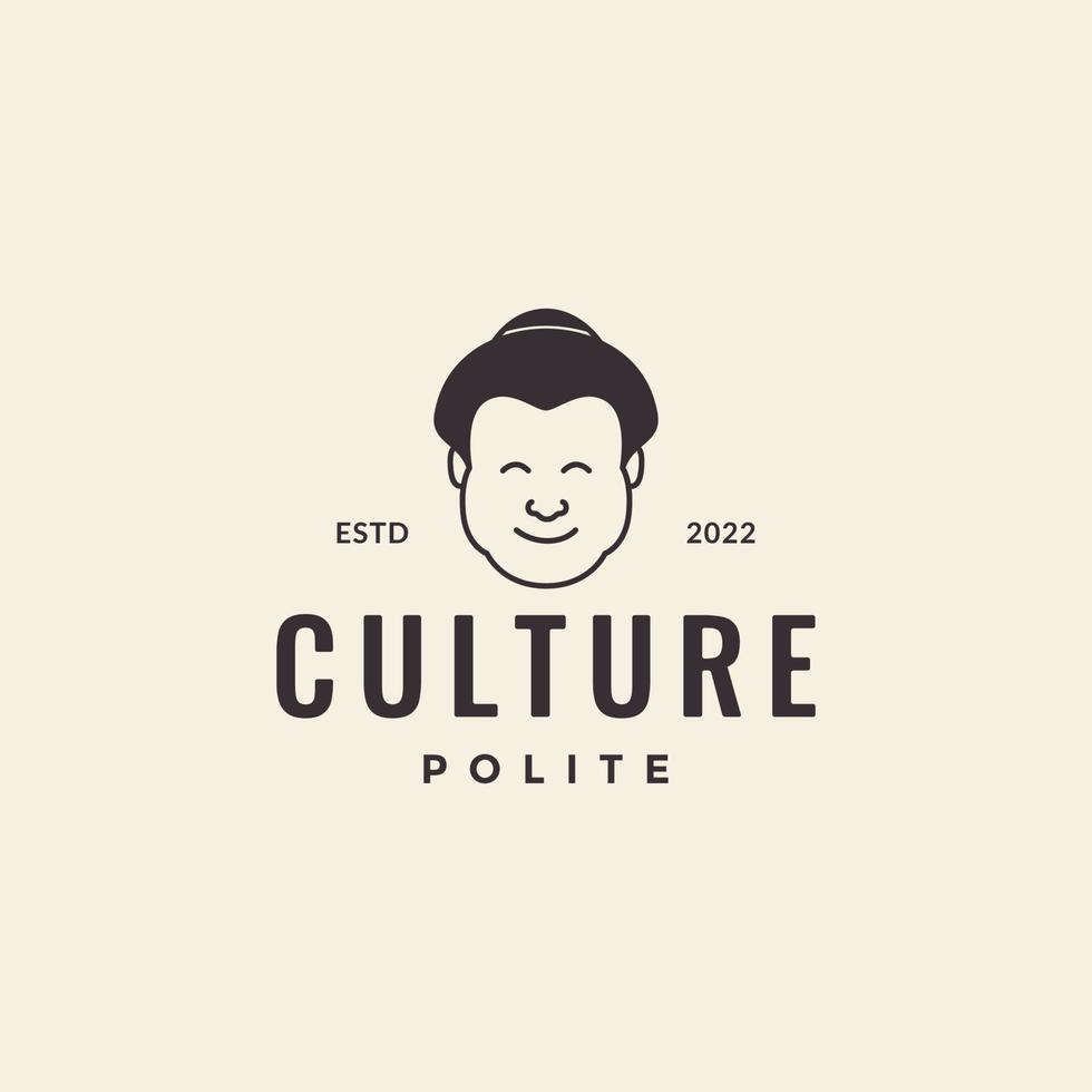 hoofd Mens glimlach beleefd hipster logo ontwerp vector