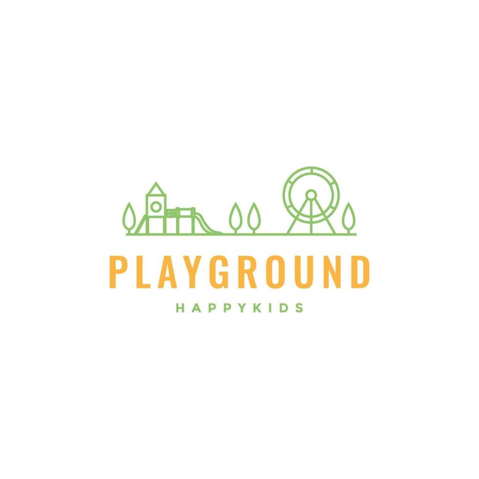 Speel grond werf park minimaal kleurrijk logo ontwerp vector