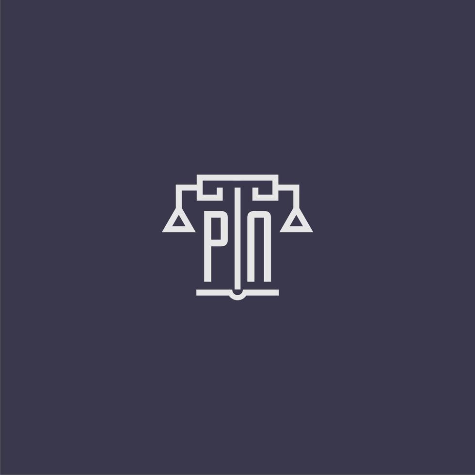 pn eerste monogram voor advocatenkantoor logo met balans vector beeld