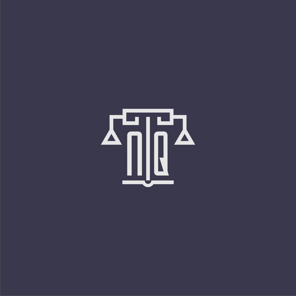 nq eerste monogram voor advocatenkantoor logo met balans vector beeld