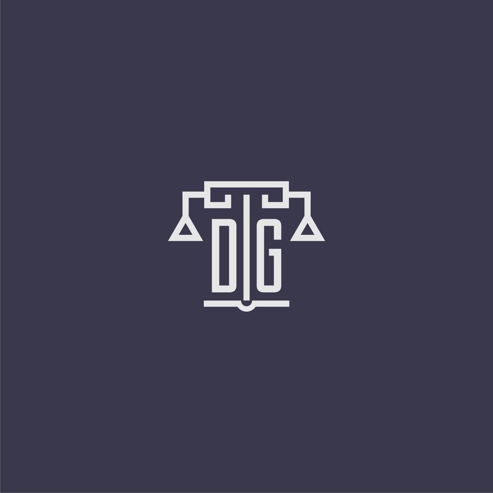 dg eerste monogram voor advocatenkantoor logo met balans vector beeld