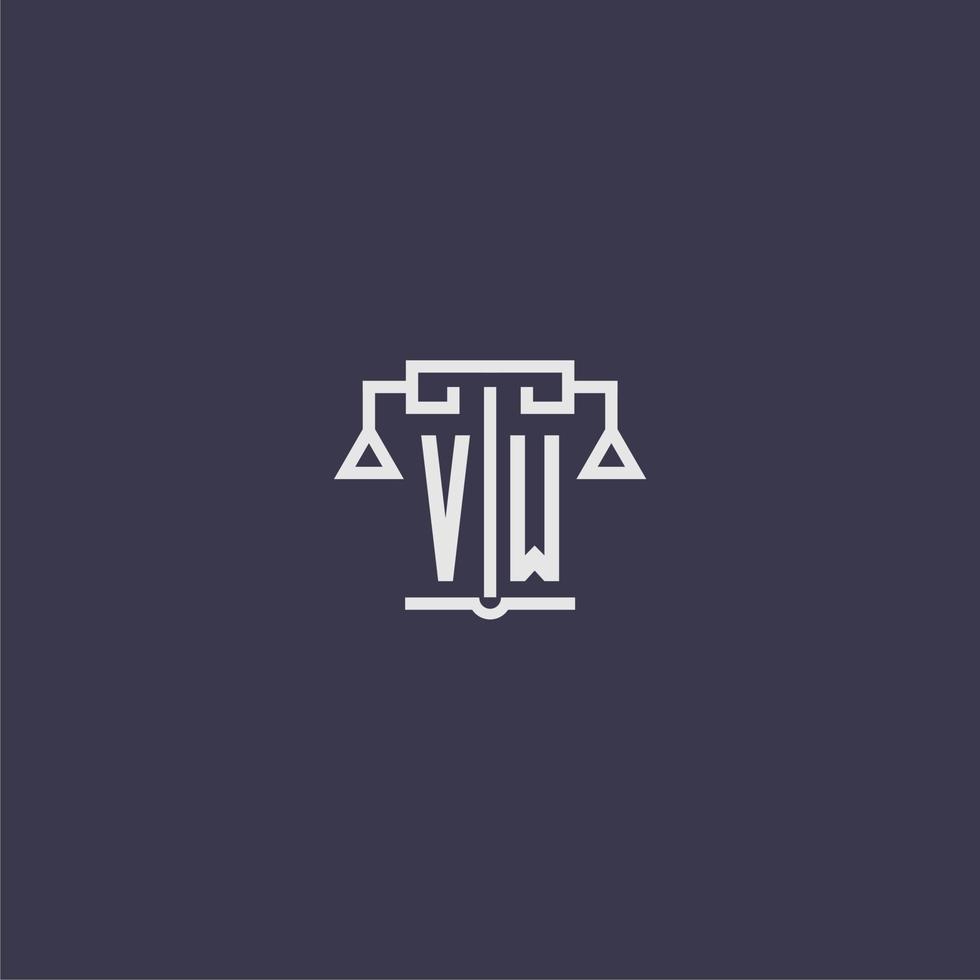 vw eerste monogram voor advocatenkantoor logo met balans vector beeld