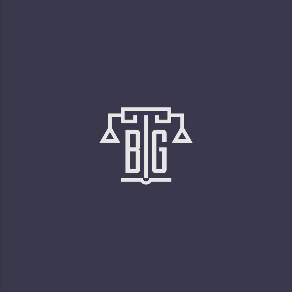 bg eerste monogram voor advocatenkantoor logo met balans vector beeld