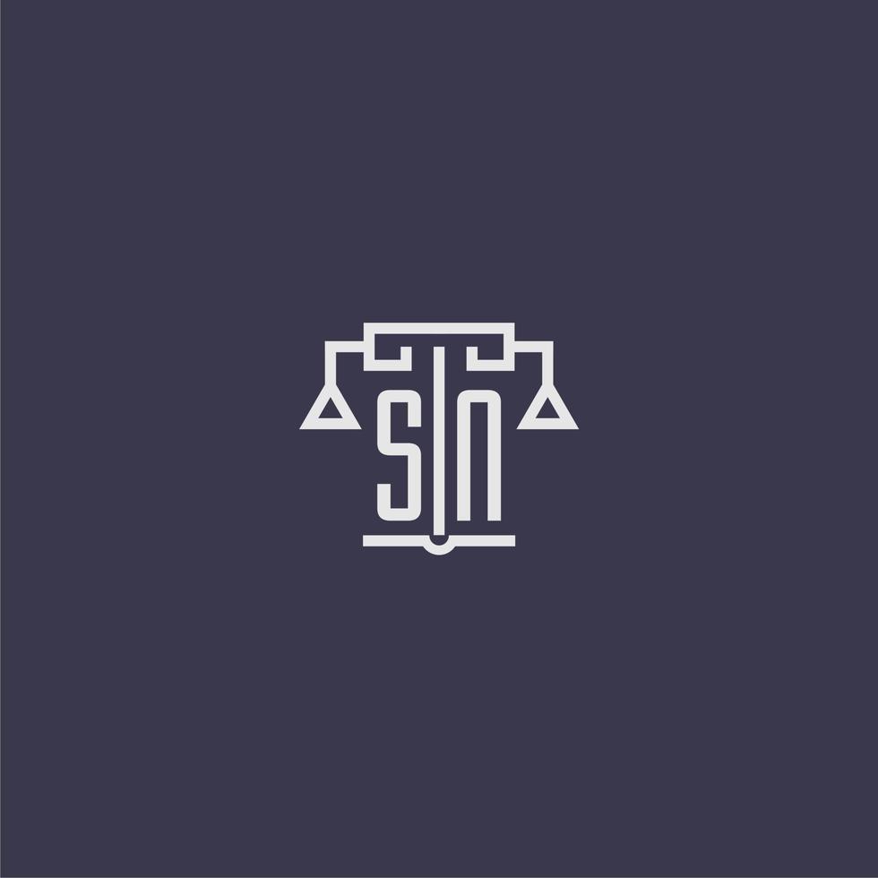 sn eerste monogram voor advocatenkantoor logo met balans vector beeld