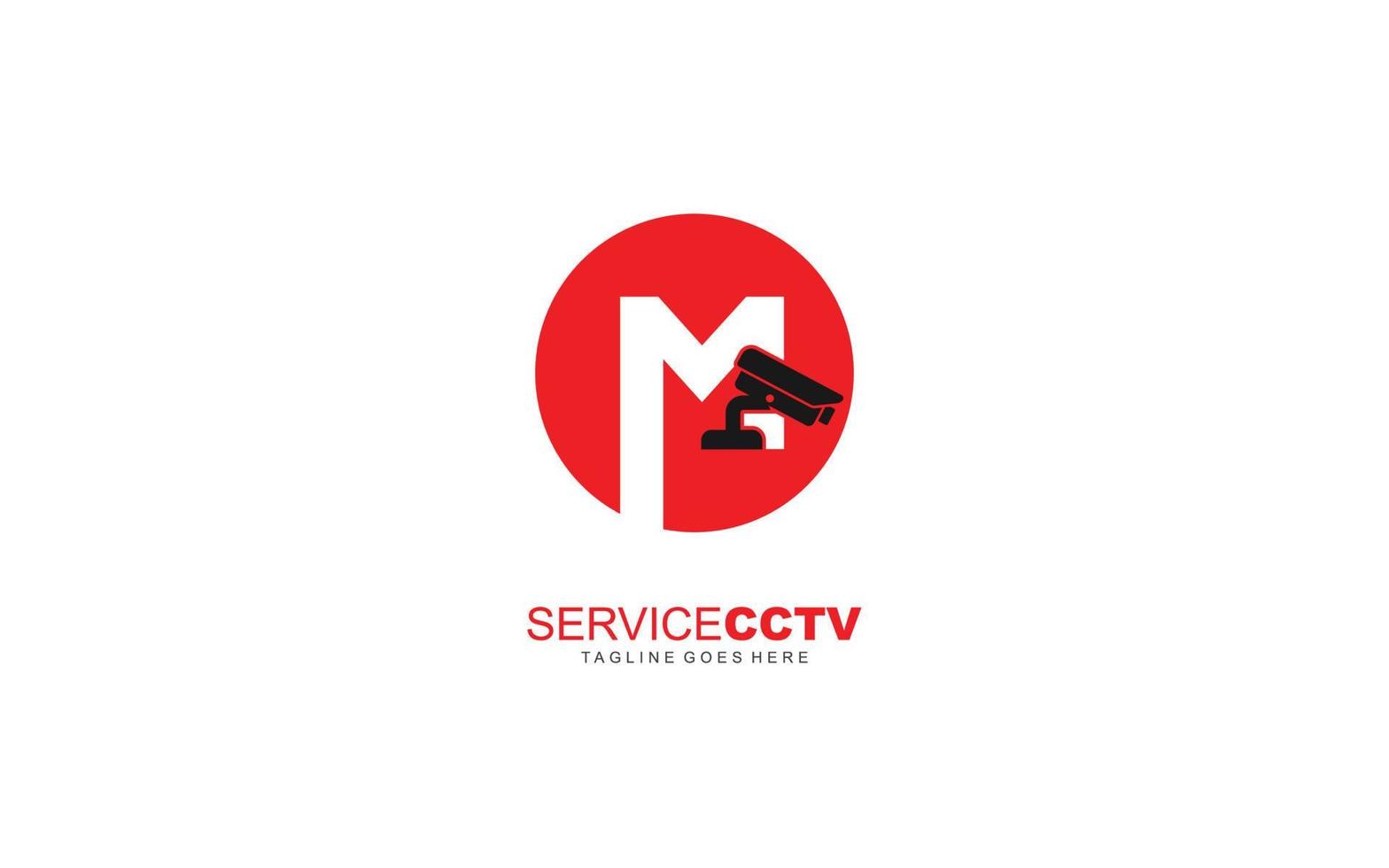 m logo cctv voor identiteit. veiligheid sjabloon vector illustratie voor uw merk.