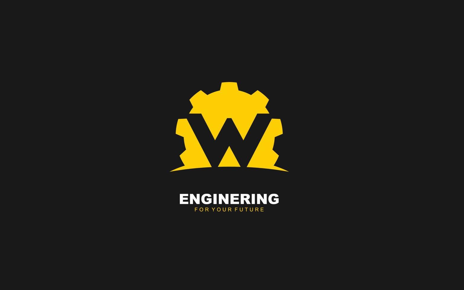 w logo uitrusting voor identiteit. industrieel sjabloon vector illustratie voor uw merk.