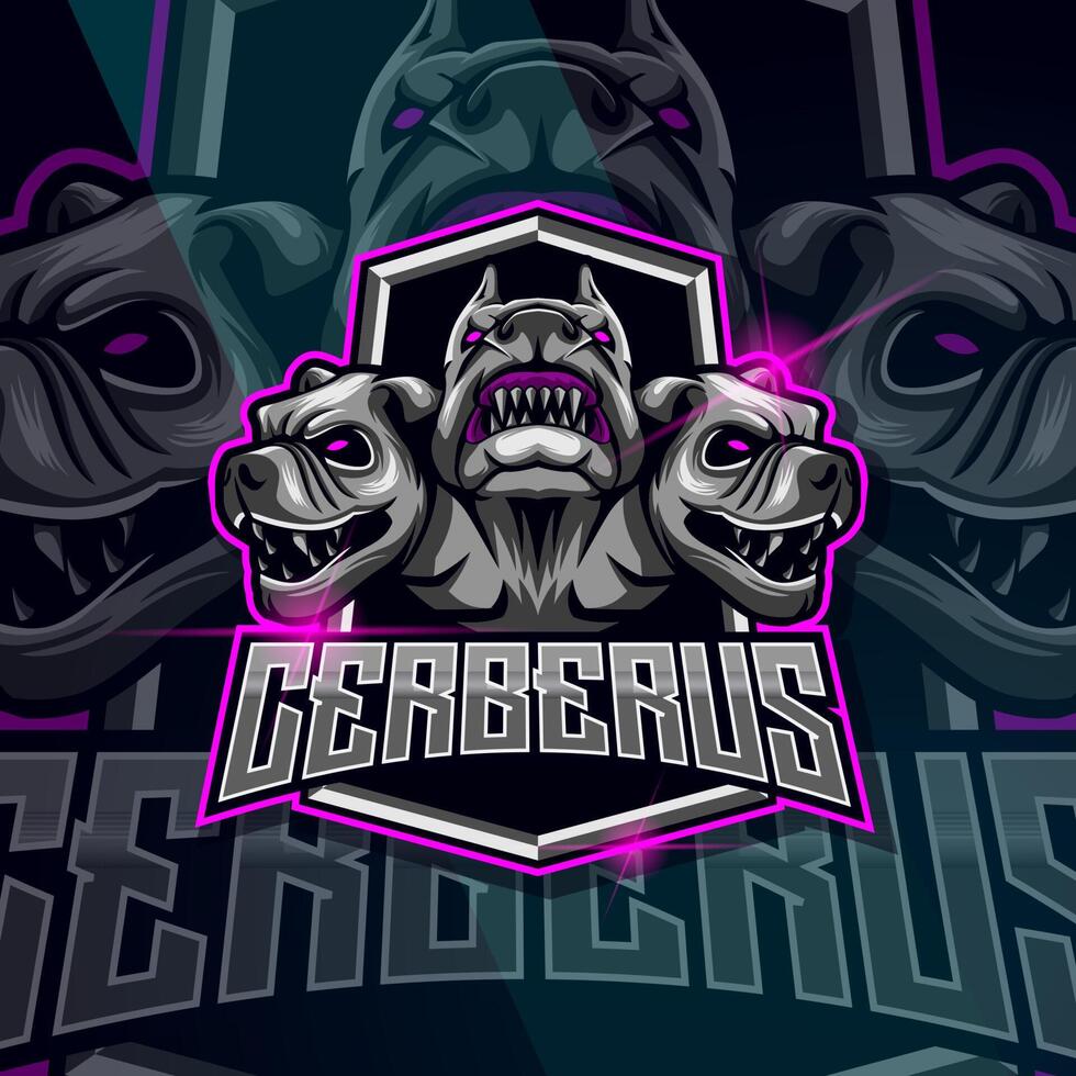 bulldog Cerberus esport logo sjabloon vector