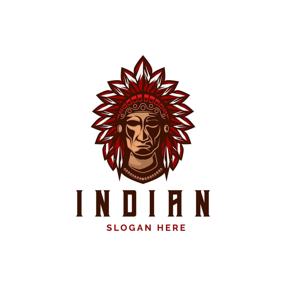Indisch logo chef apache wijnoogst stijl mascotte ontwerp karakter vector illustratie