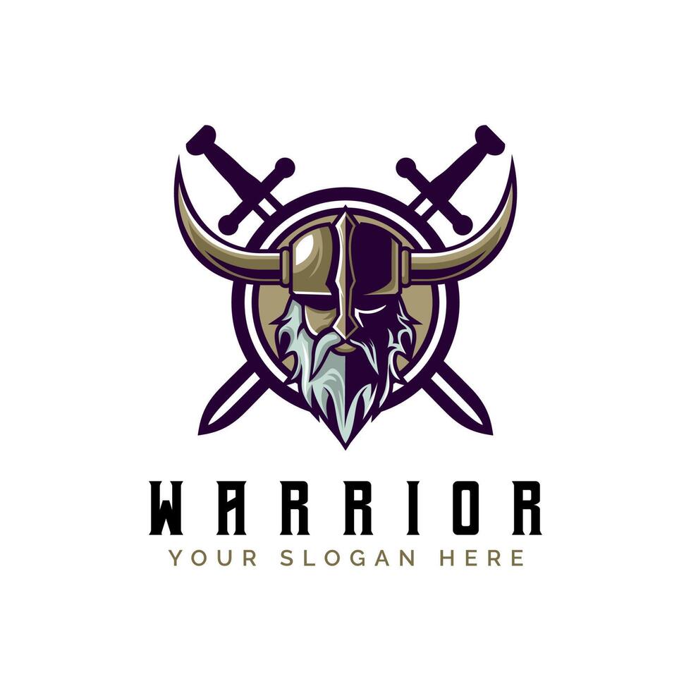 viking krijger Mens logo icoon symbool wijnoogst sjabloon voor etiketten, emblemen, badges of ontwerp sjabloon vector