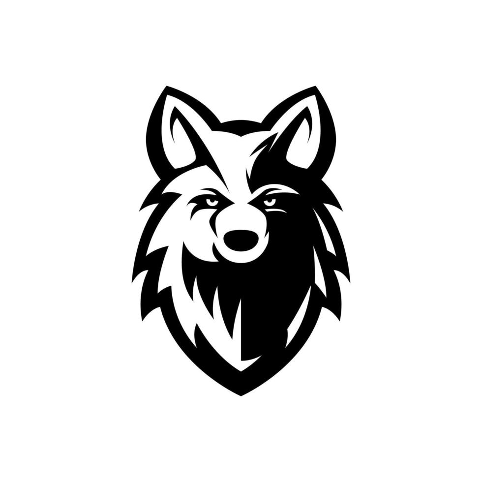 wolf hoofd logo icoon symbool zwart en wit wijnoogst sjabloon voor etiketten, emblemen, badges of ontwerp sjabloon vector