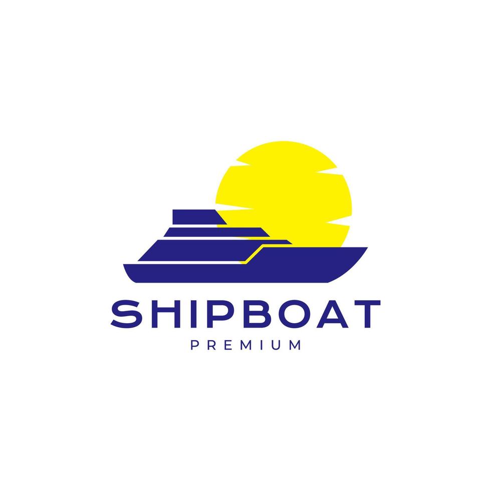 schip boot met zonsondergang abstract logo ontwerp vector