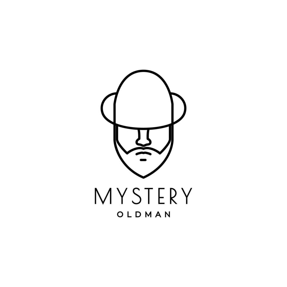 oud Mens met hoed mysterie lijn minimalistische logo ontwerp vector