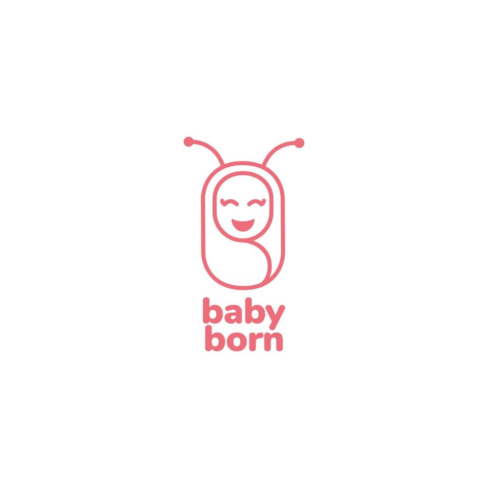 baby geboren glimlach met vlinder schattig mascotte logo ontwerp vector