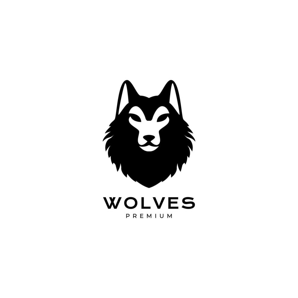 hoofd wolf menen zwart modern logo ontwerp vector