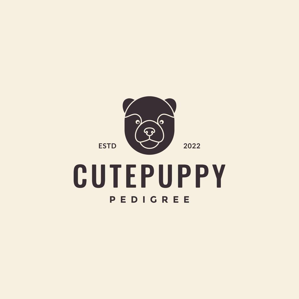 hoofd puppy dik schattig hipster logo ontwerp vector