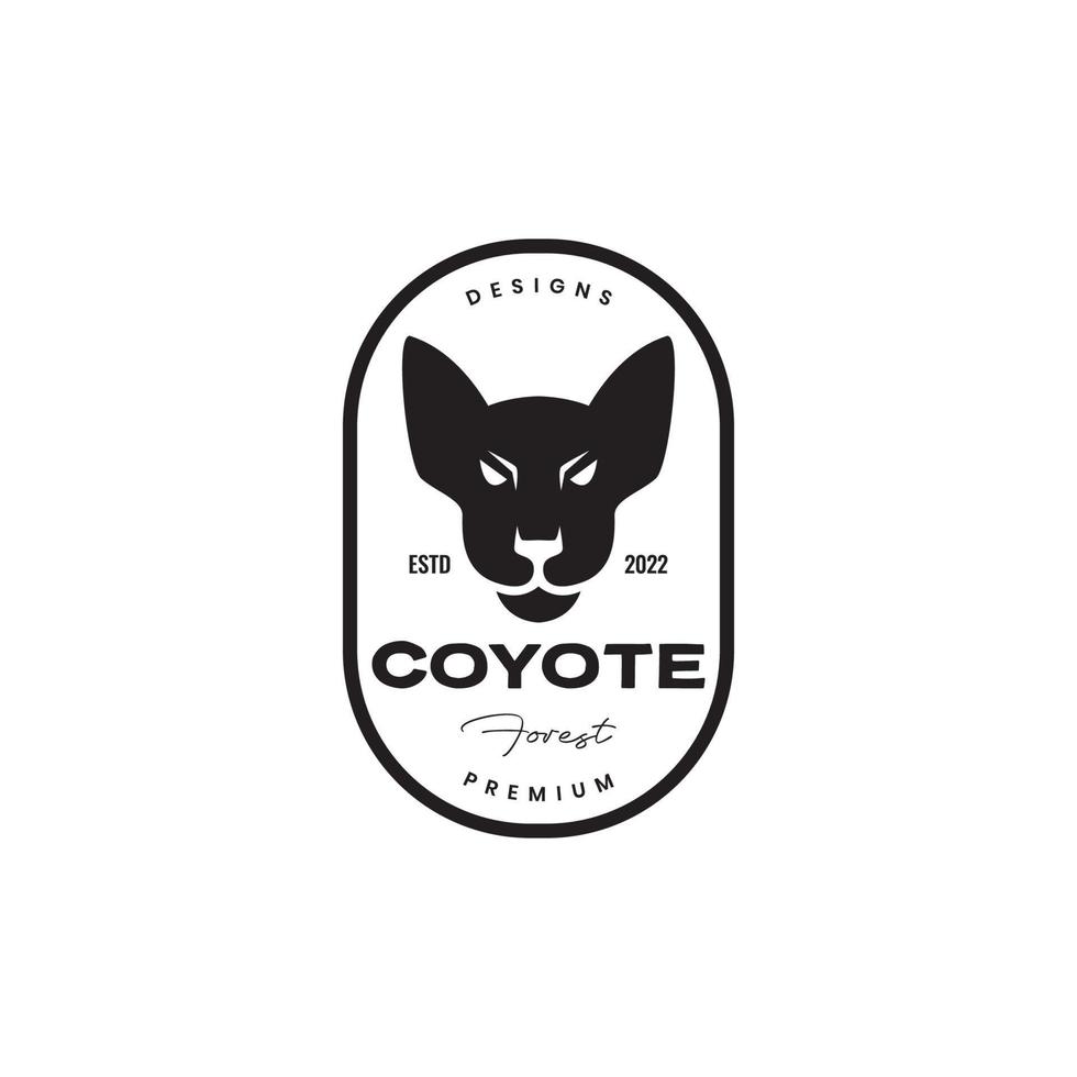 hoofd coyote Woud insigne wijnoogst logo ontwerp vector