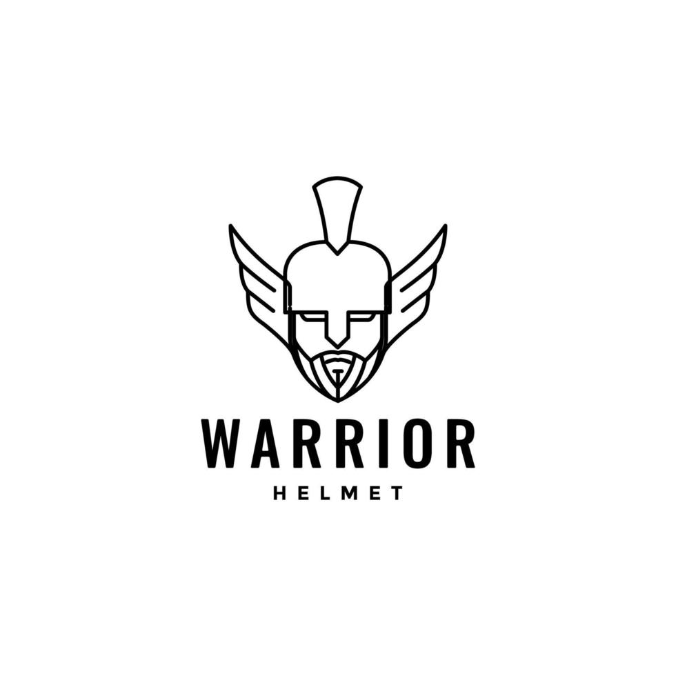 krijger helm met Vleugels minimalistische logo ontwerp vector