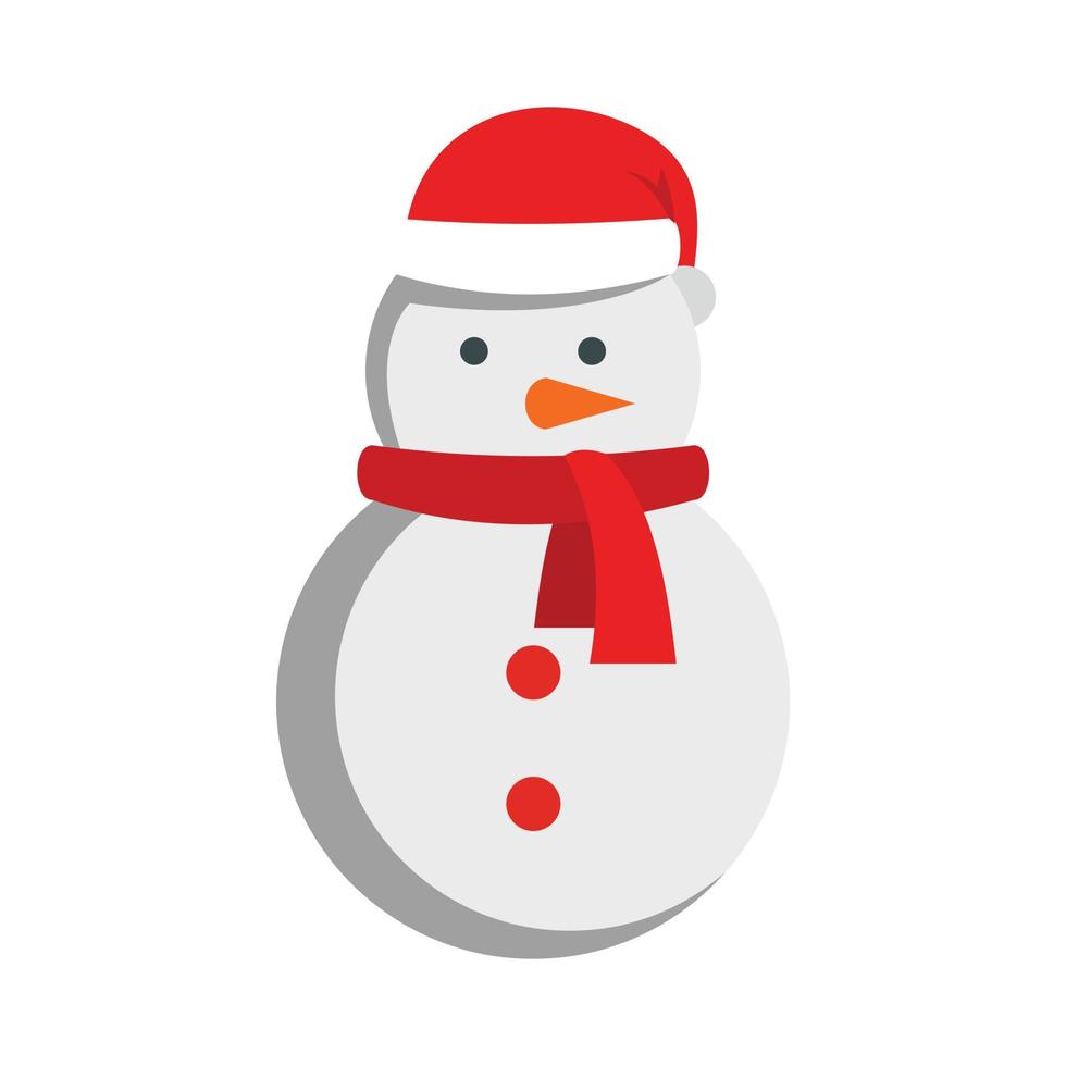Kerstmis sneeuwman icoon, vlak stijl vector