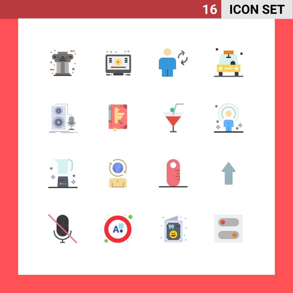 groep van 16 modern vlak kleuren reeks voor pin GPS youtube auto synchroniseren bewerkbare pak van creatief vector ontwerp elementen
