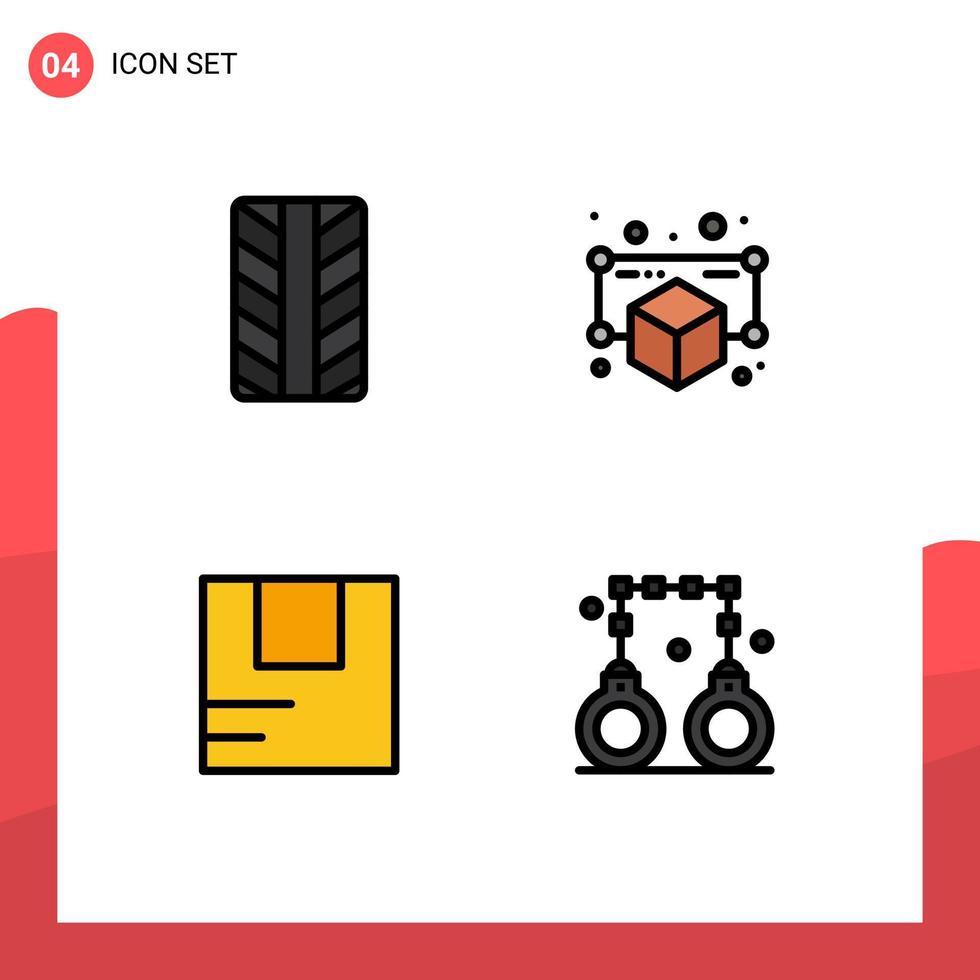 reeks van 4 modern ui pictogrammen symbolen tekens voor banden vervoer model- doos advocaat bewerkbare vector ontwerp elementen