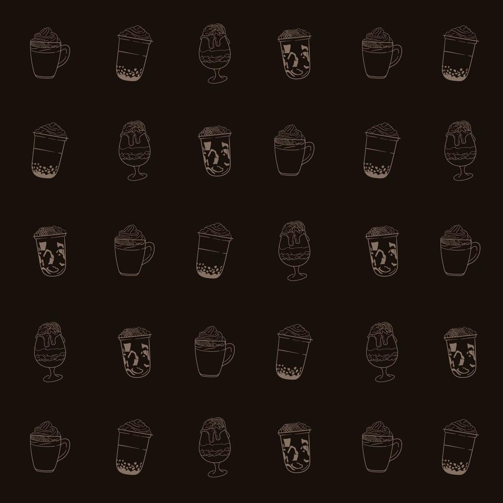 bubbel thee drankjes in afdrukken patroon ontwerp met bruin achtergrond voor drinken reclame sjabloon vector