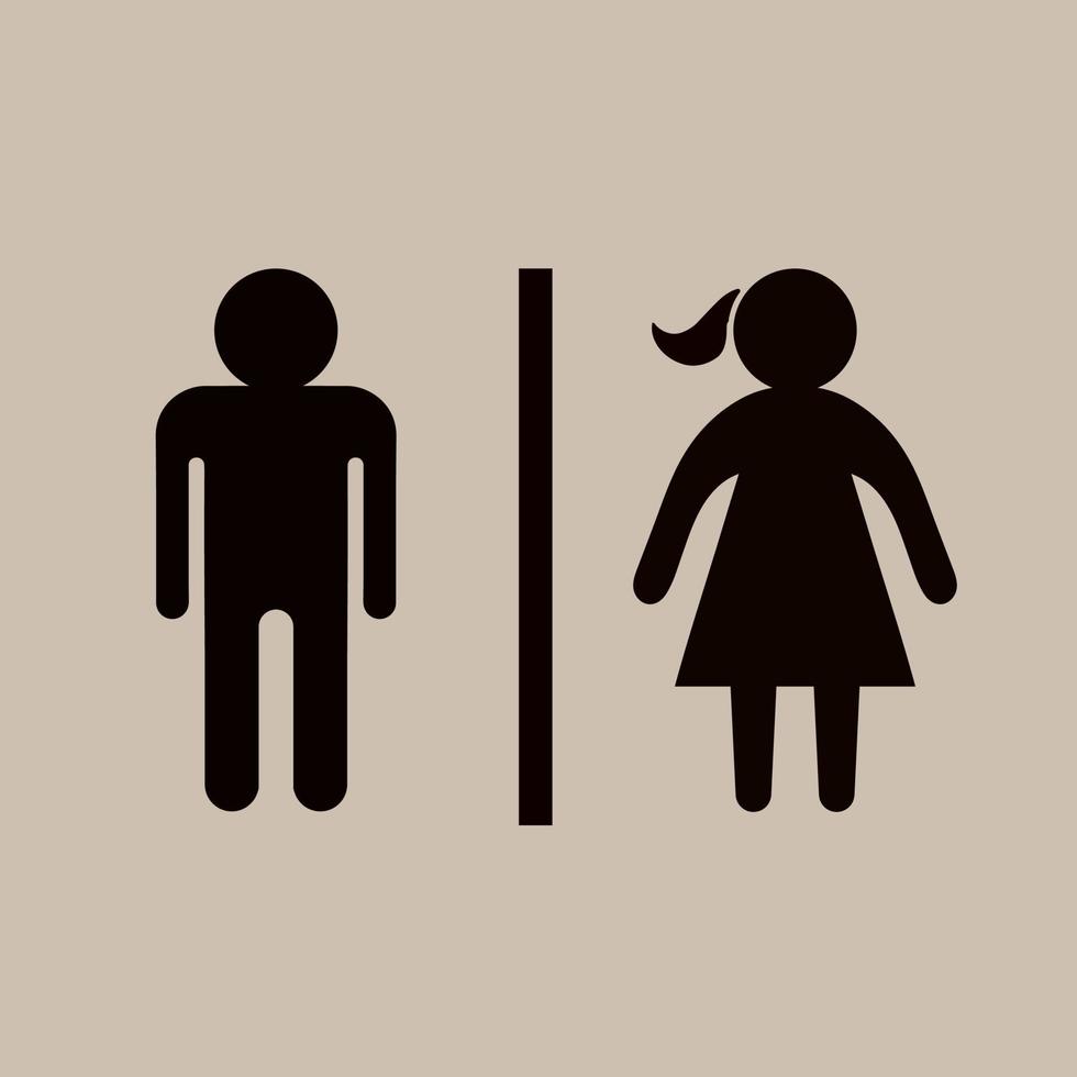 gemakkelijk eenvoudig teken icoon mannetje en vrouw toilet pictogrammen. wc pictogrammen, badkamer deur tekens. vector