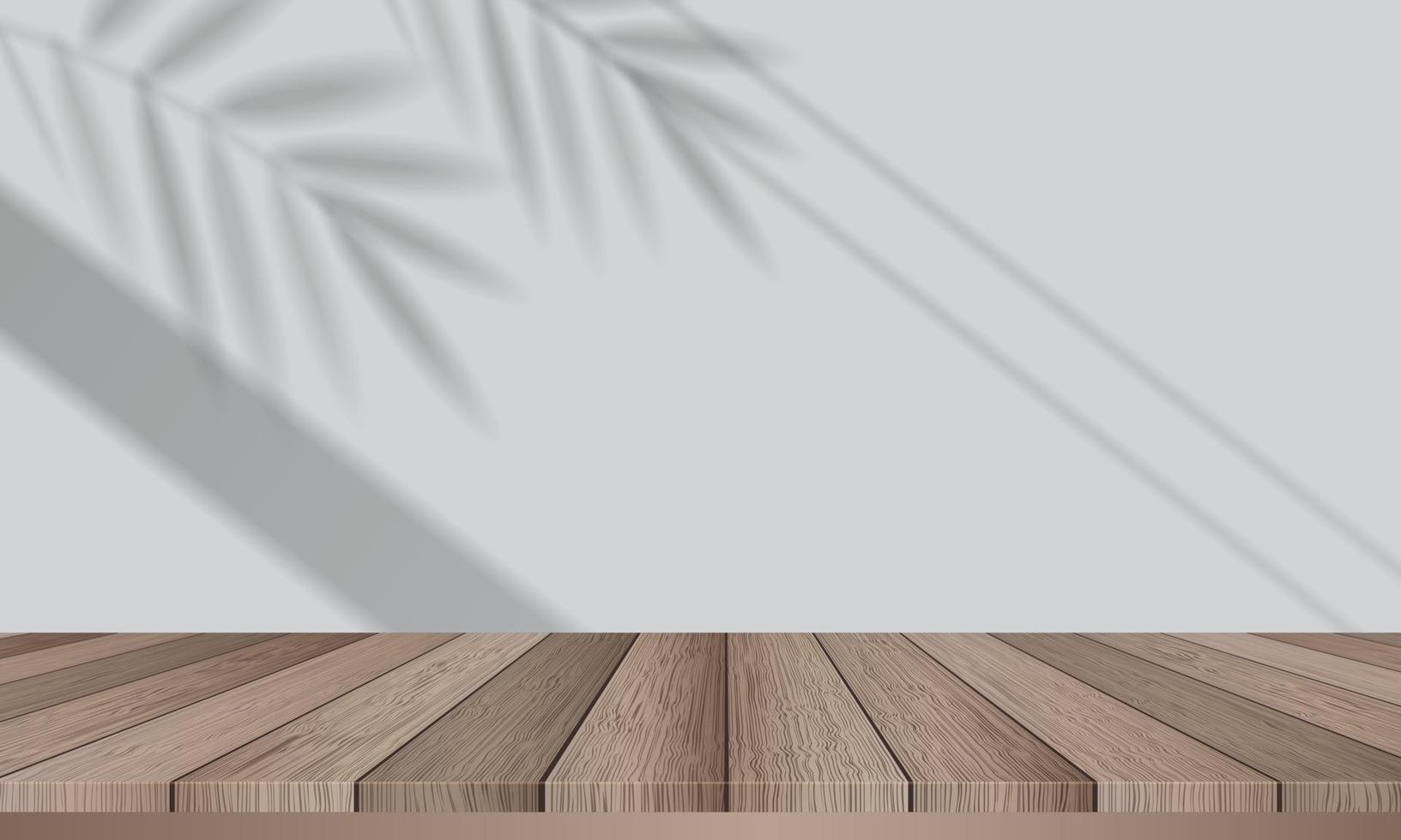blanco houten tafel, met schaduw overlappen. bespotten omhoog sjabloon voor Product Scherm. vector